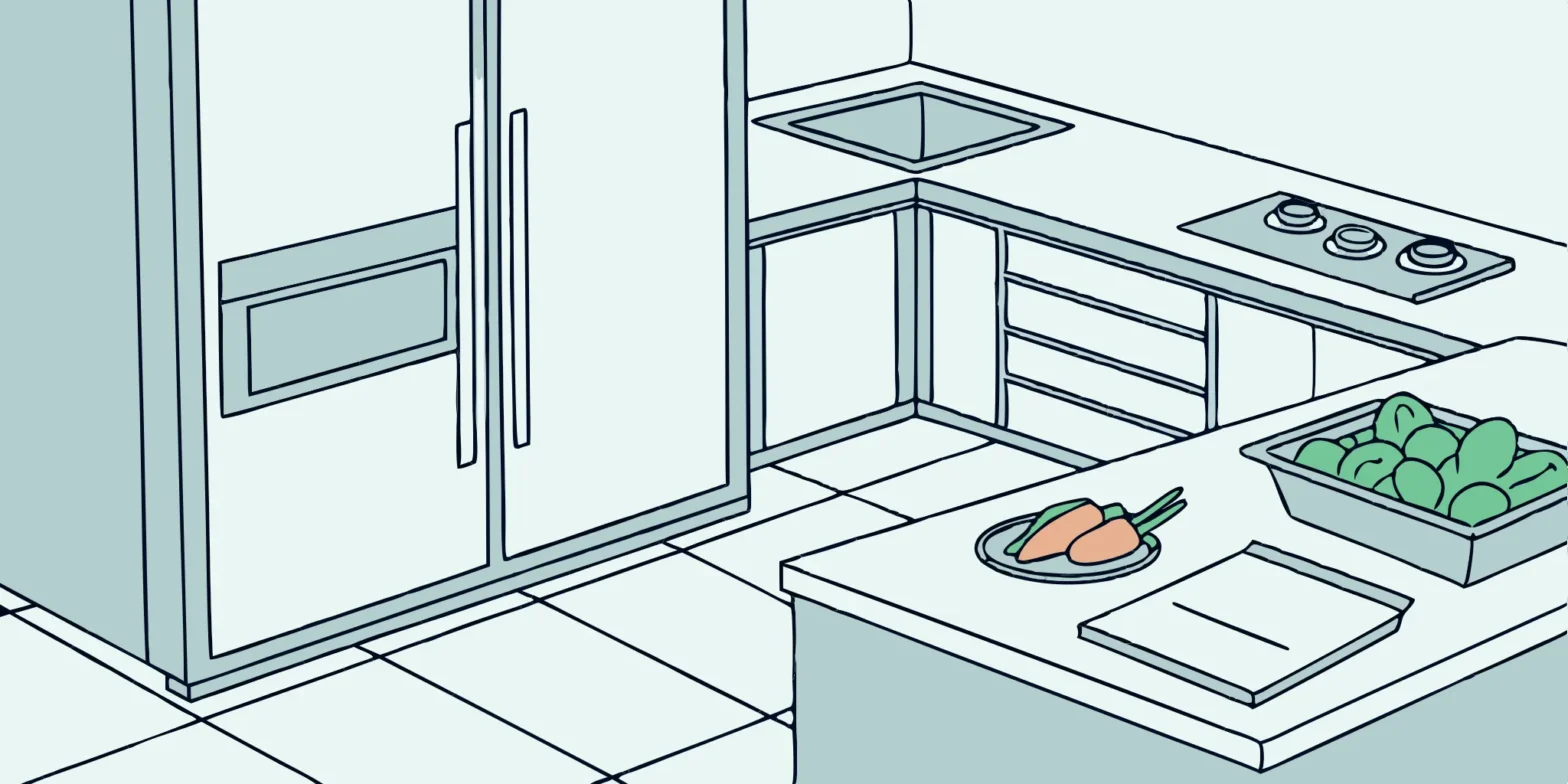 Fresh produce in a commercial kitchen.