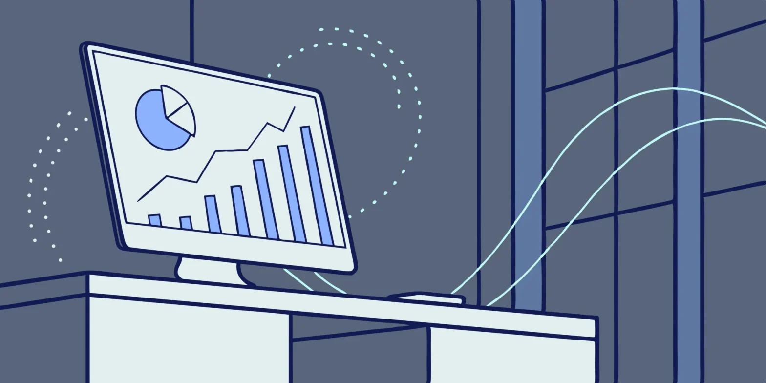 AI-powered tax software analyzing charts of financial data.