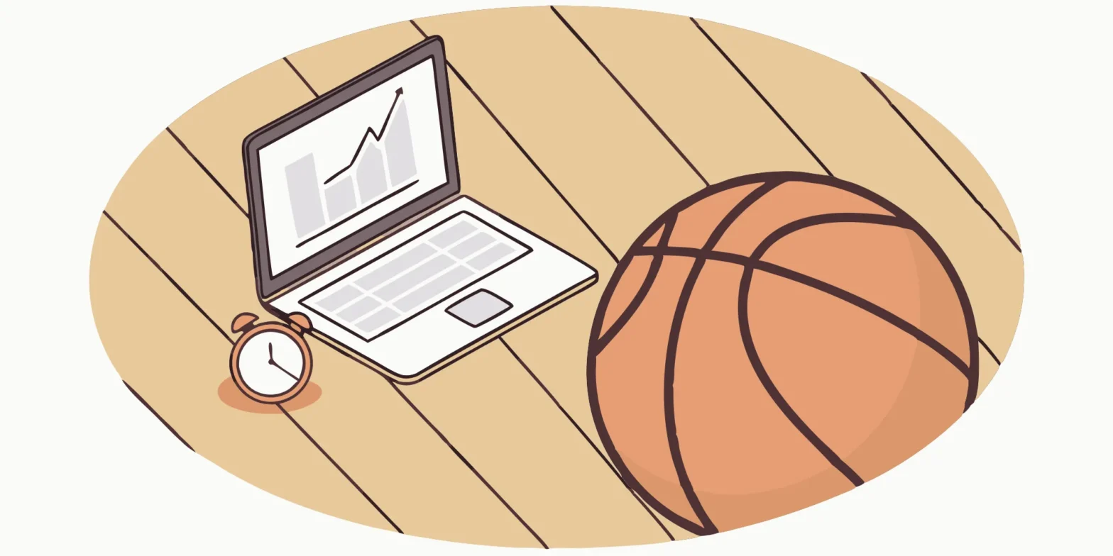 Athlete CPA managing finances with basketball and clock nearby.
