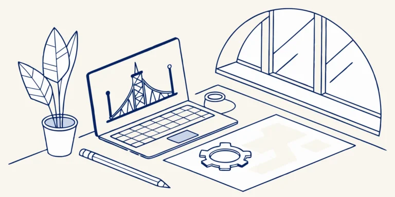 Engineering firm desk with blueprints, laptop, and plant. Affordable tax planning strategies for engineers.
