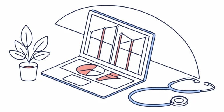 Stethoscope, laptop, and tax chart. Affordable medical practice tax planning.