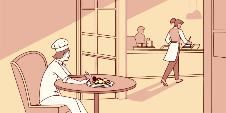 Chef reviewing finances in a restaurant kitchen.