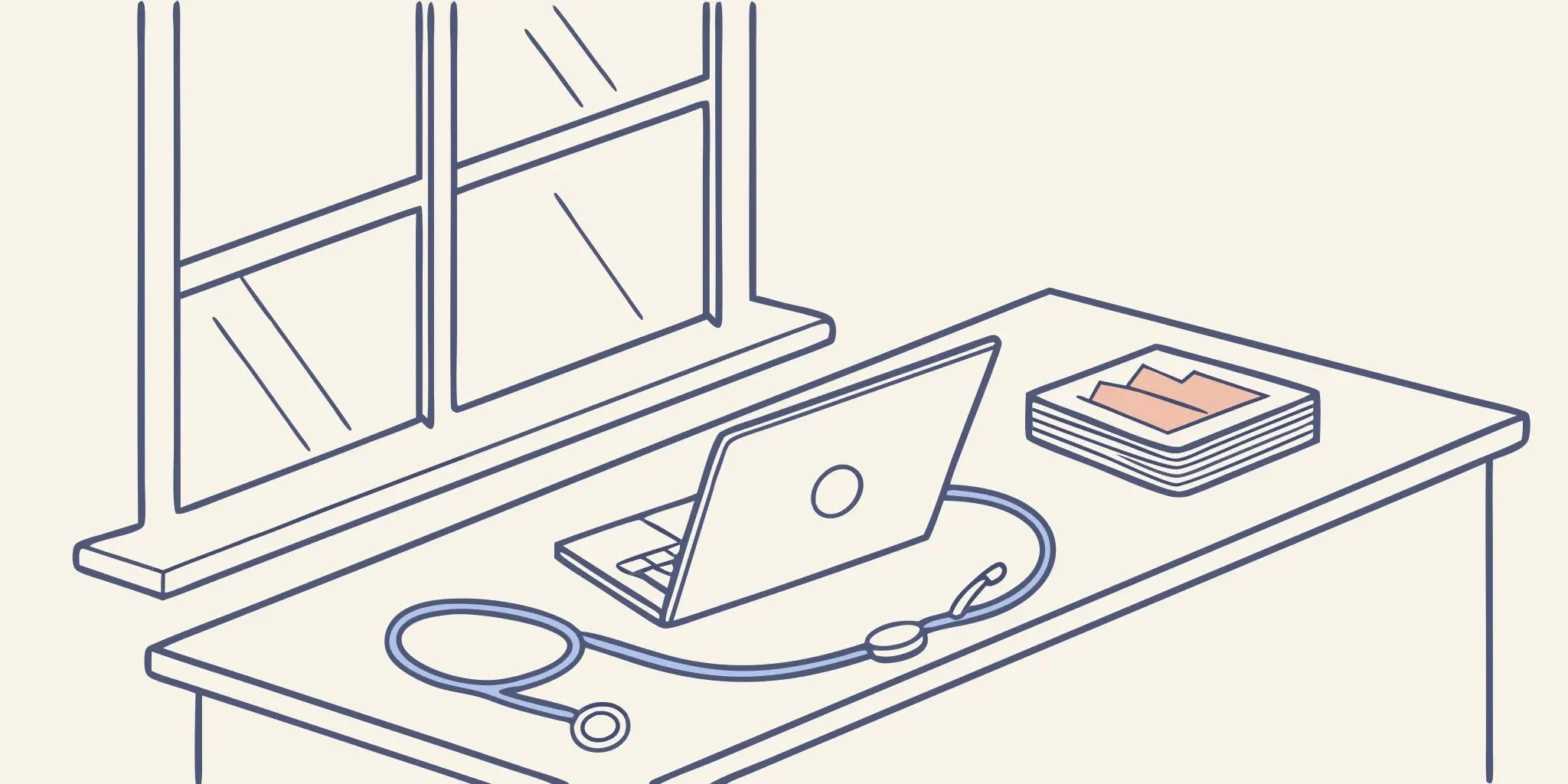 Laptop and stethoscope symbolize sound medical practice finances.