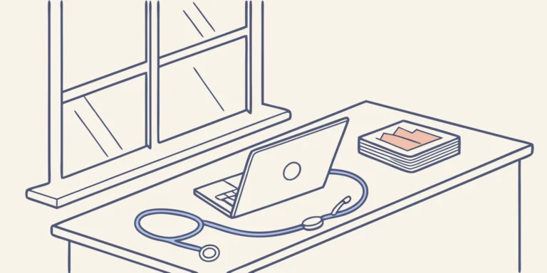 Laptop and stethoscope symbolize sound medical practice finances.