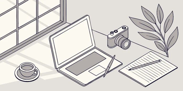 Content creator's desk with business tools for accounting and taxes.