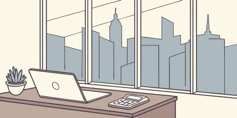 A professional's desk overlooking a city for high-income earner tax return services.