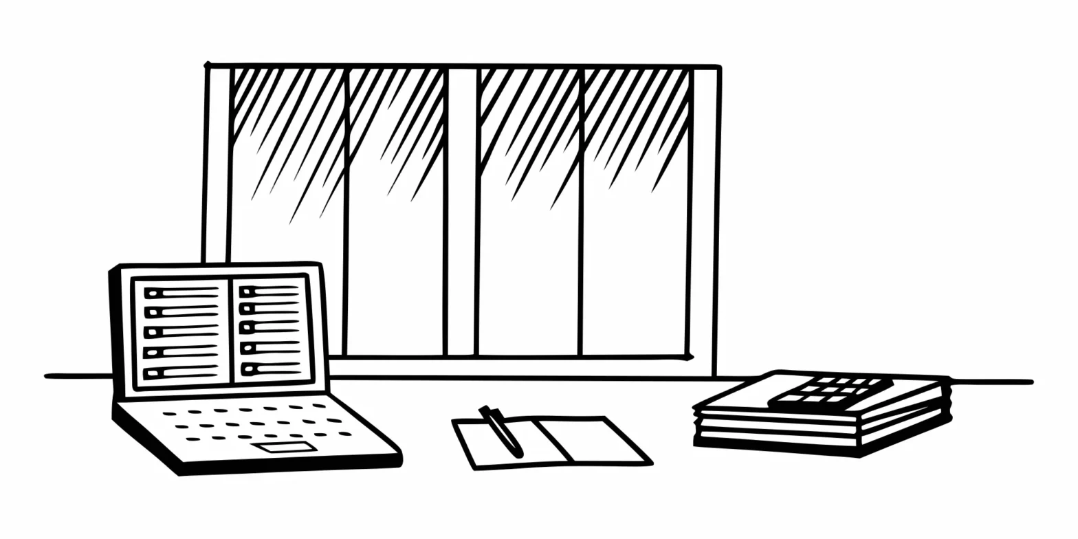 A small business owner at a desk researching the best outsourced payroll services on a laptop.