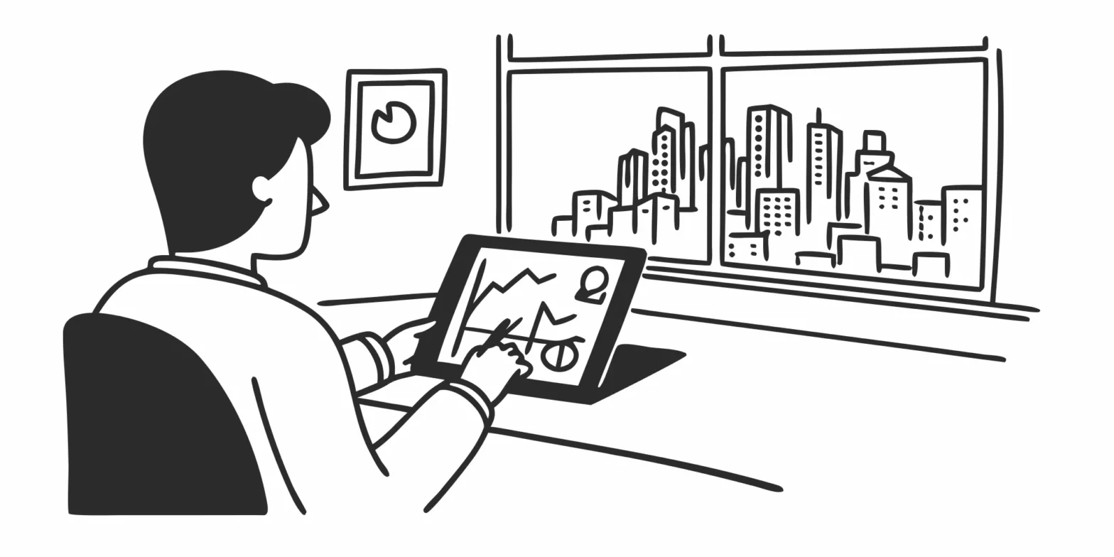 A crypto tax accountant for startups reviewing transaction data on a tablet.