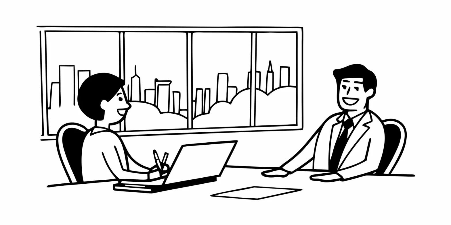 A startup founder meeting with the best tax advisor for their company.