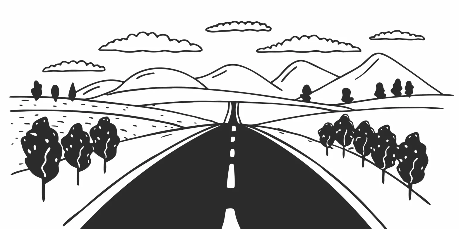 A clear road leading to mountains, the path forward defined by strategic planning.