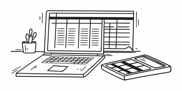 A laptop and calculator used to find the best bookkeeping services for property management.