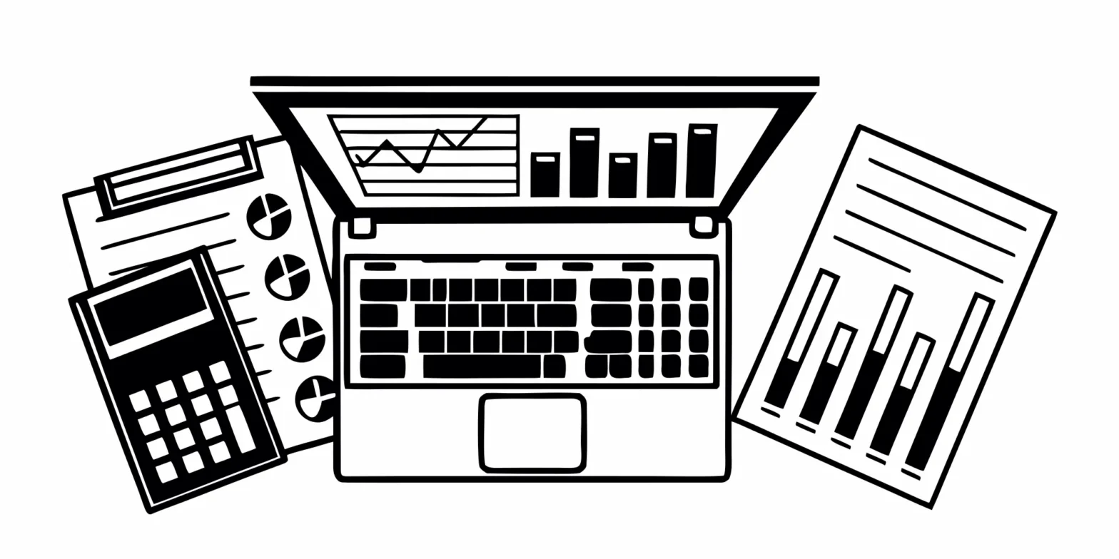 Fintech startup tax compliance checklist on a laptop with a calculator and financial data.