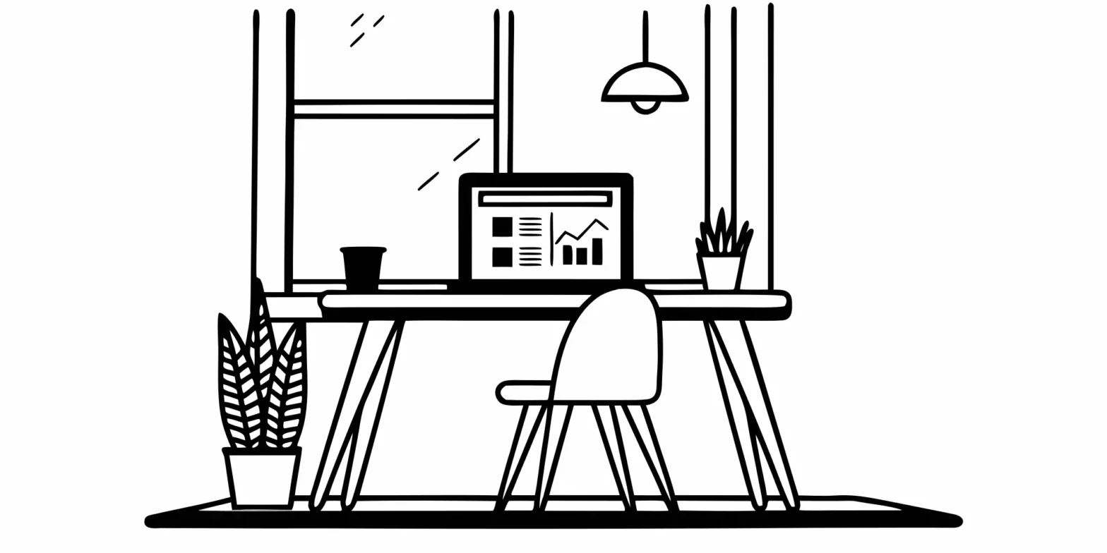 A professional home office showing the benefits of an LLC for social media influencers.