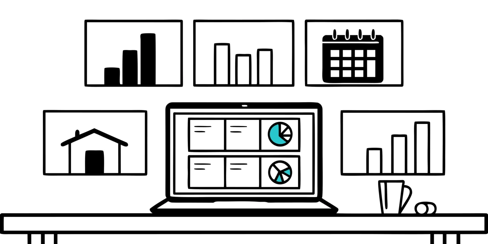 Rental property accounting software dashboard on a laptop screen for a small landlord.