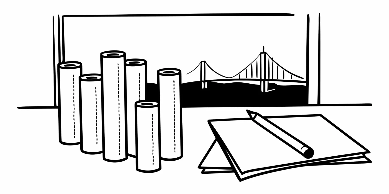 Blueprints and documents for strategic corporate tax planning.
