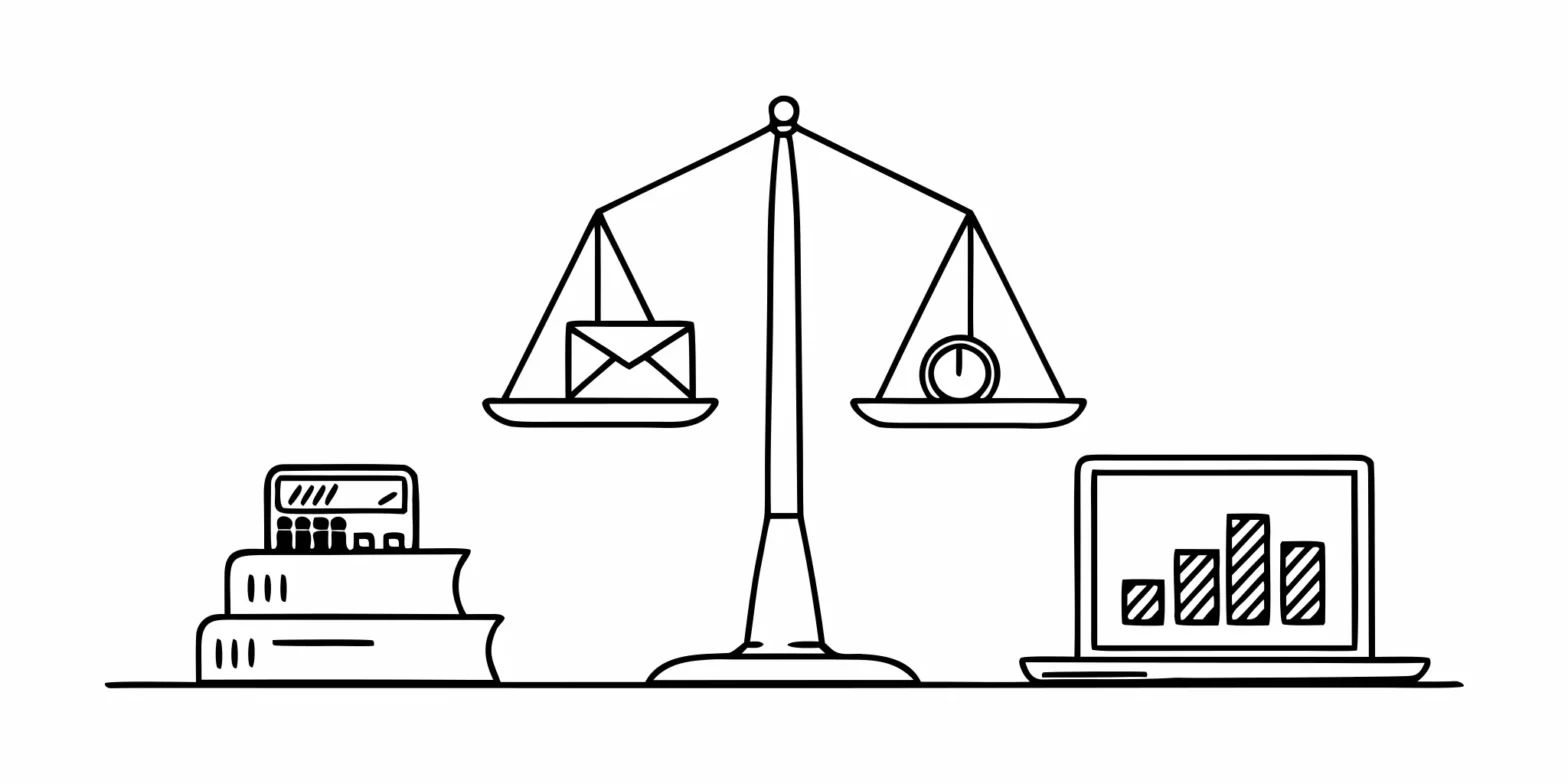 How to calculate a reasonable S Corp salary using a calculator, scales, and research on a laptop.