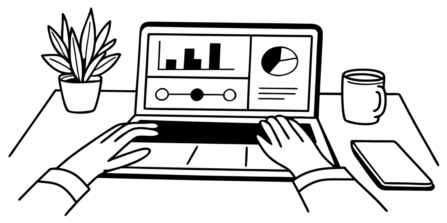 A person using a laptop to review small business financial reports on Xero accounting software.