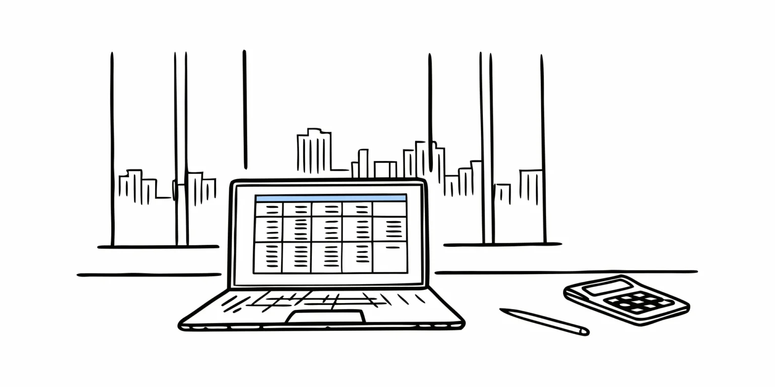 Payroll management for startups shown on a laptop screen with a calculator on a desk.