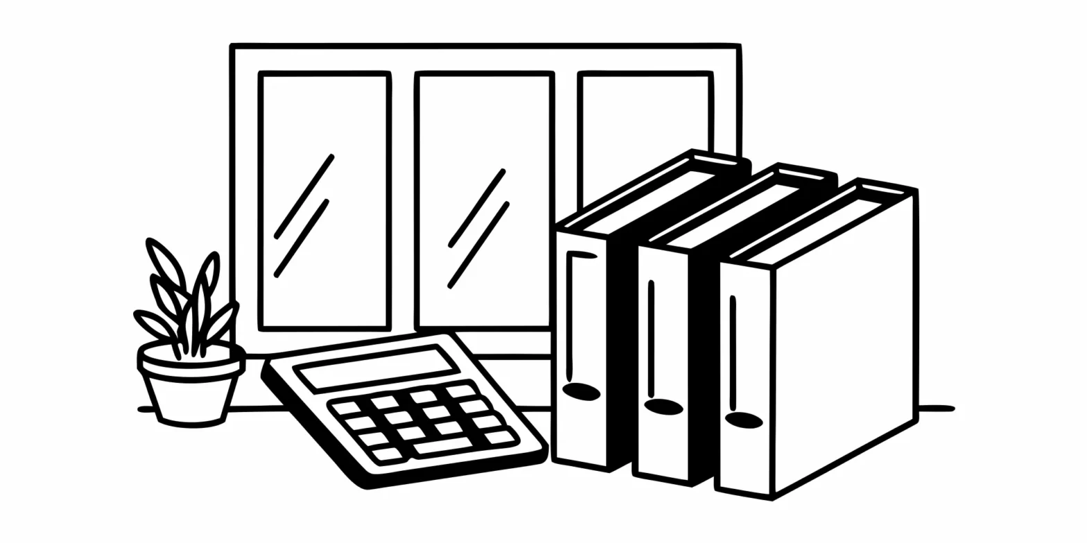Preparing sales and use tax filing documents with a laptop and calculator.