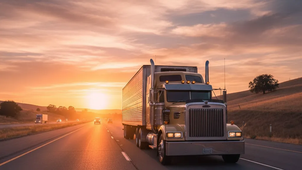 Semi truck driving on an open highway representing tax deductions for trucking companies