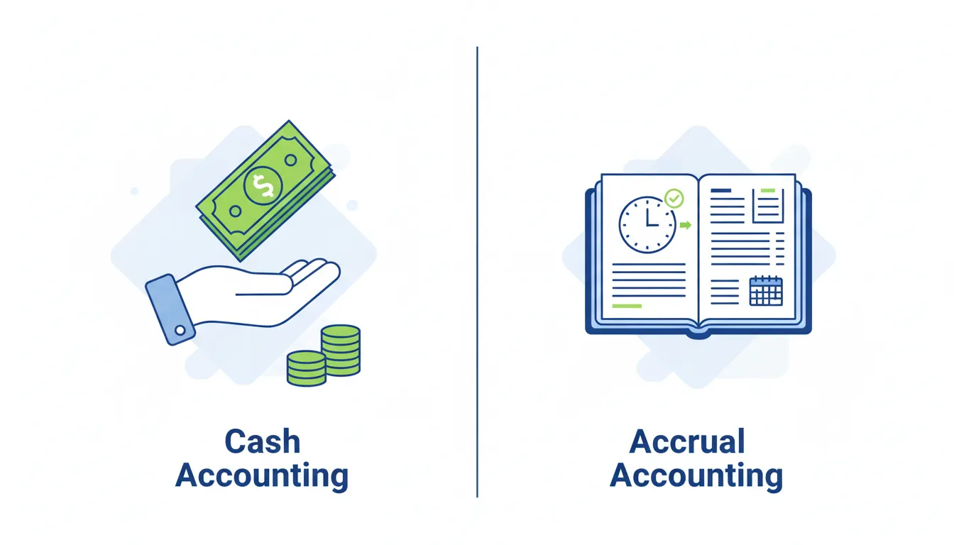 Cash vs accrual accounting comparison infographic for small business owners
