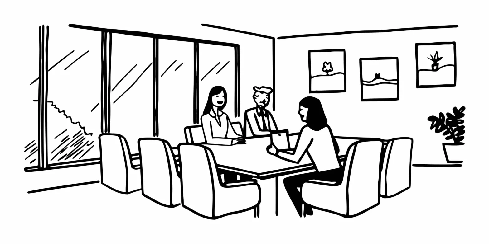 CPA consulting with physicians around a conference table about retirement planning