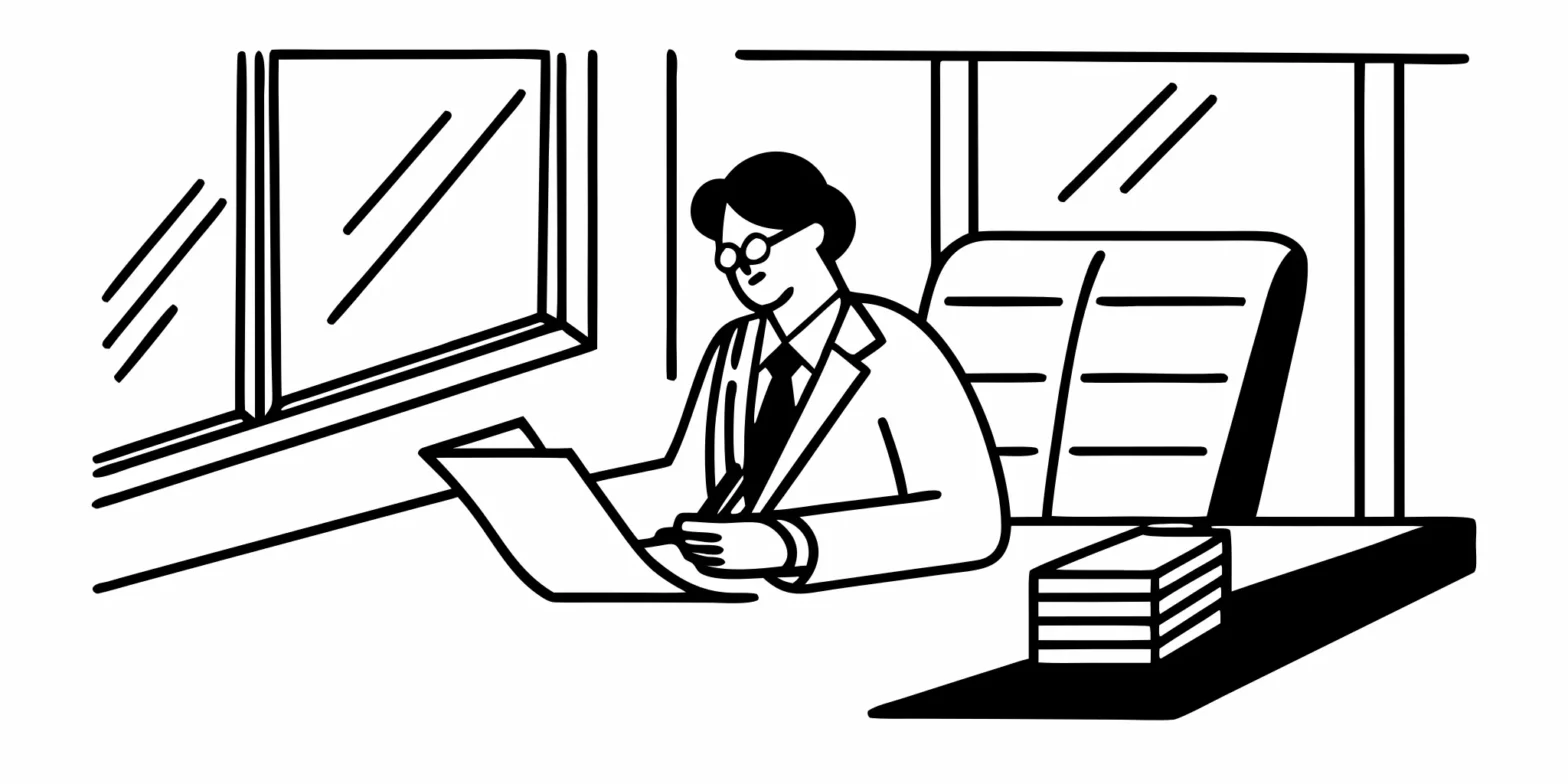 California doctor reviewing employment contract documents in a medical office