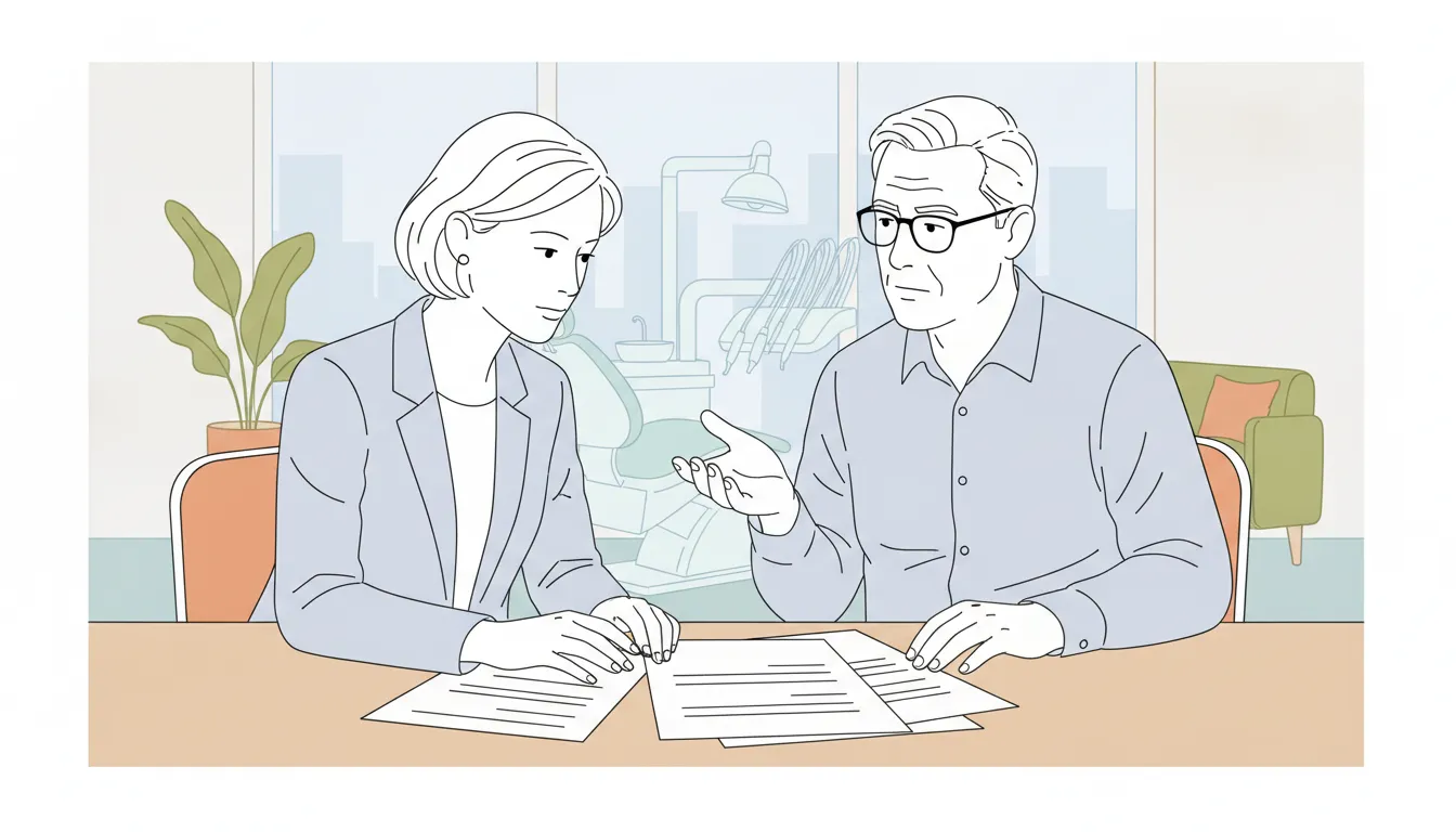 Tax advisor discussing dental implant deduction options with a patient in a bright modern office
