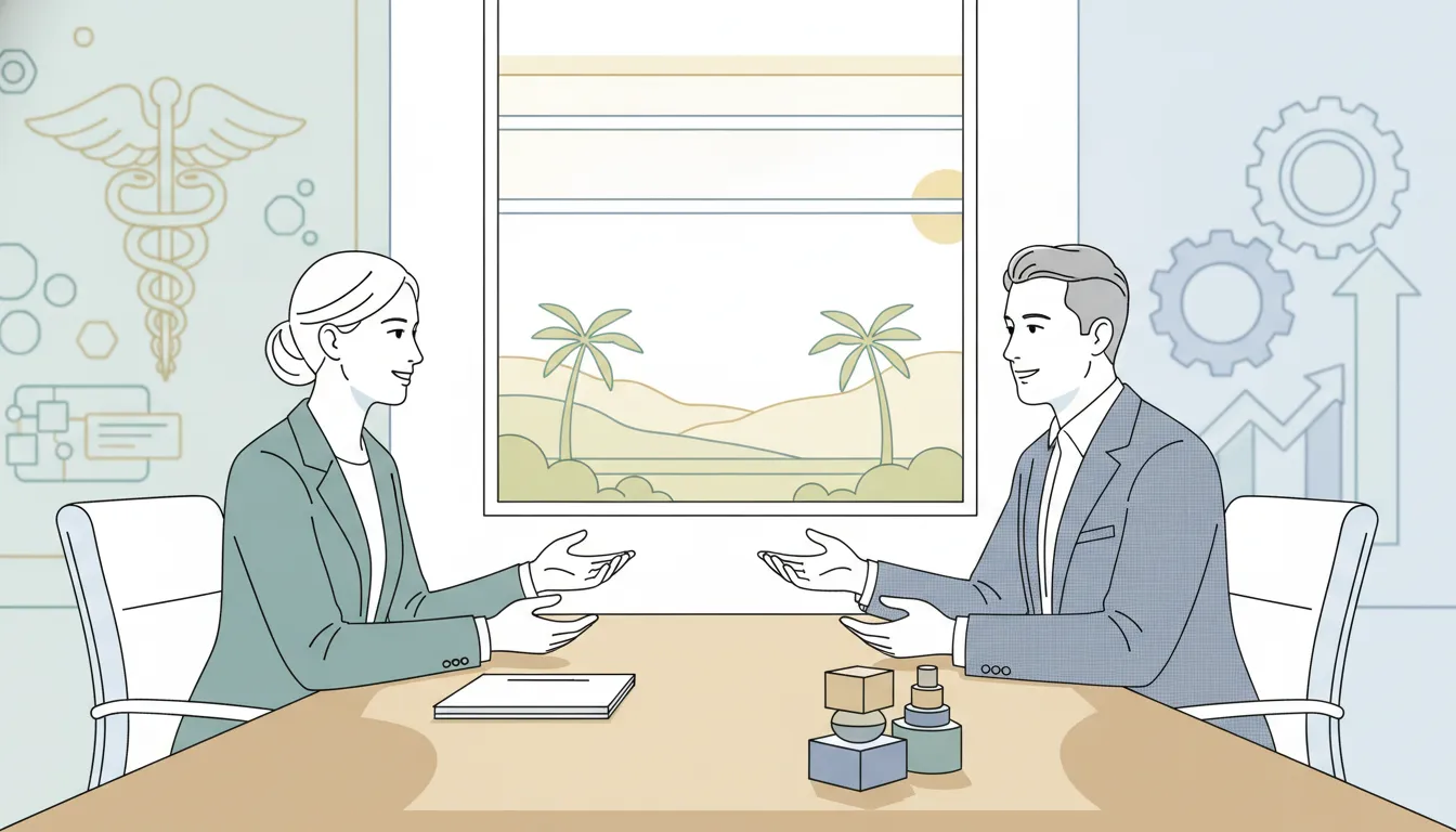 California physician reviewing a long-term tax plan with an accountant
