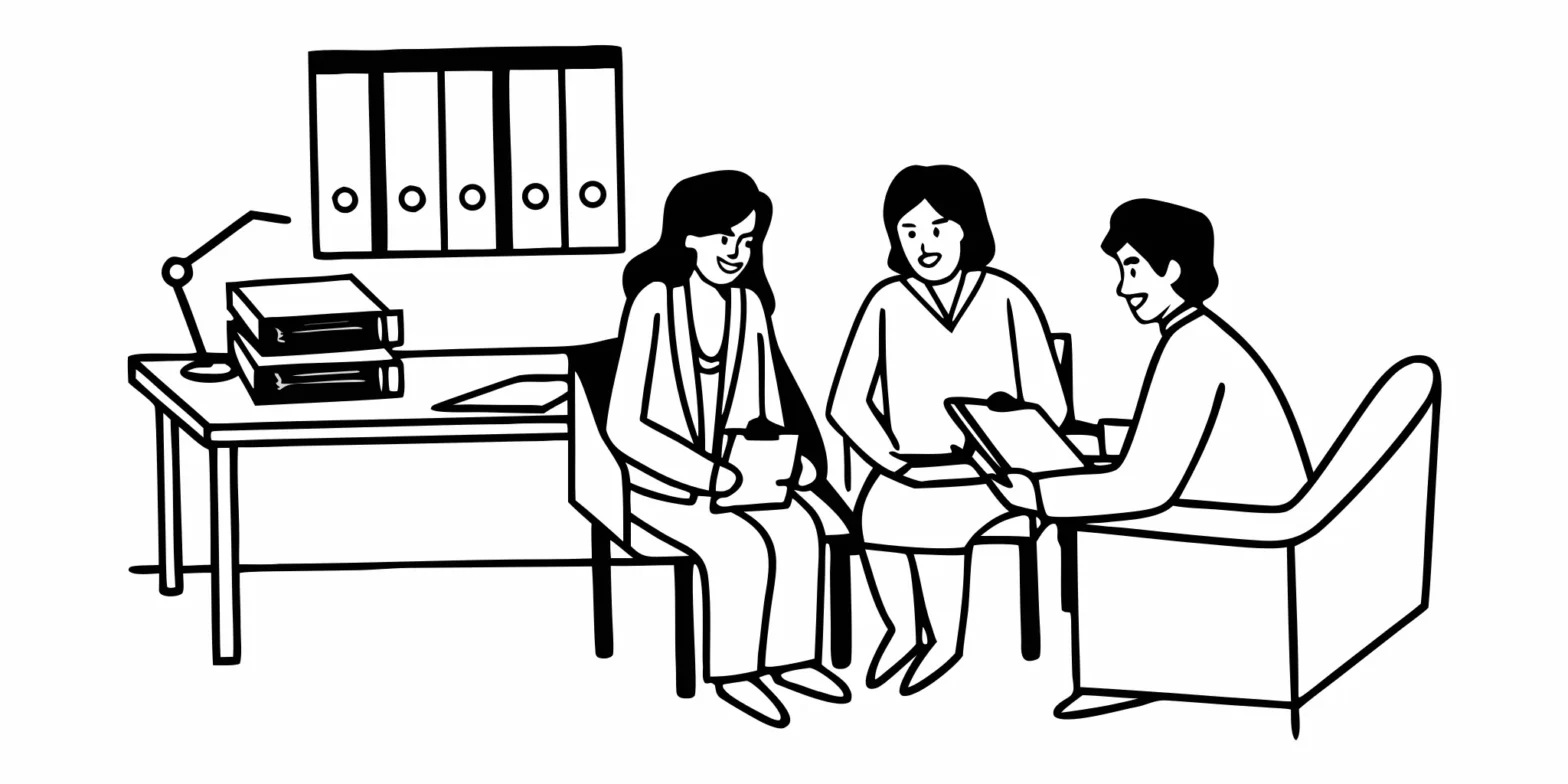 Tax advisor discussing financial documents with physicians in a modern California office