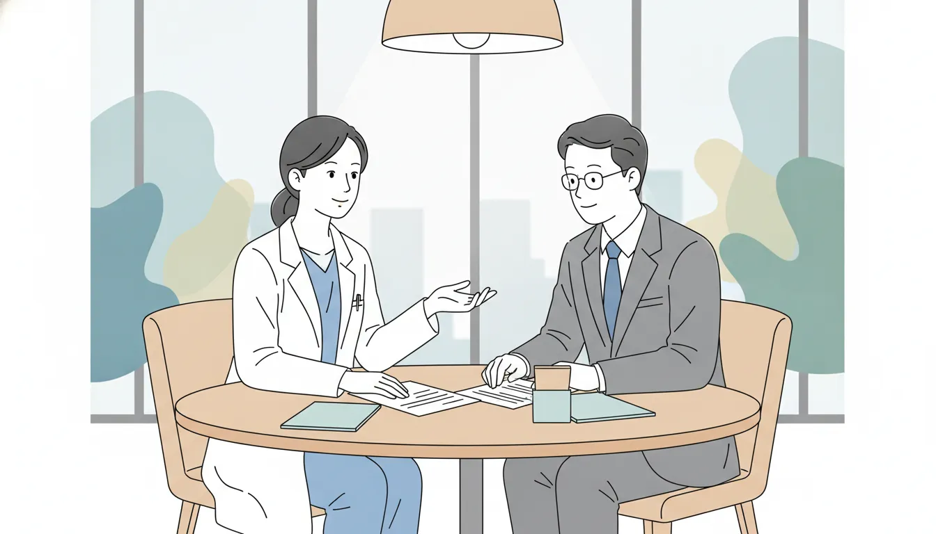 California physician consulting a financial advisor about student loan forgiveness eligibility