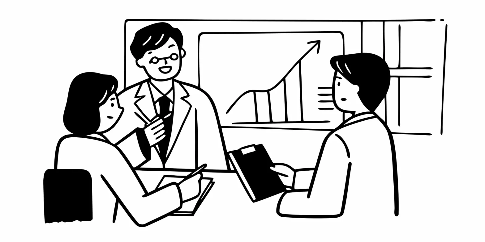 Physician meeting with a financial advisor in a bright California office to discuss student loan planning