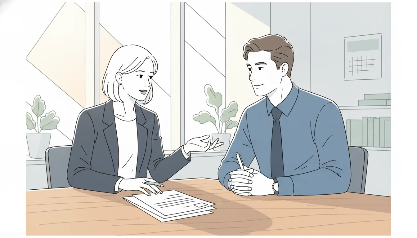 Tax advisor and physician reviewing student loan repayment paperwork together in a modern accounting office
