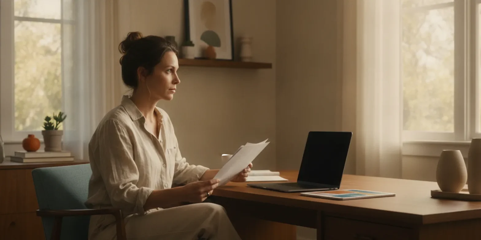 California medical professional reviewing payroll and tax documents at a desk